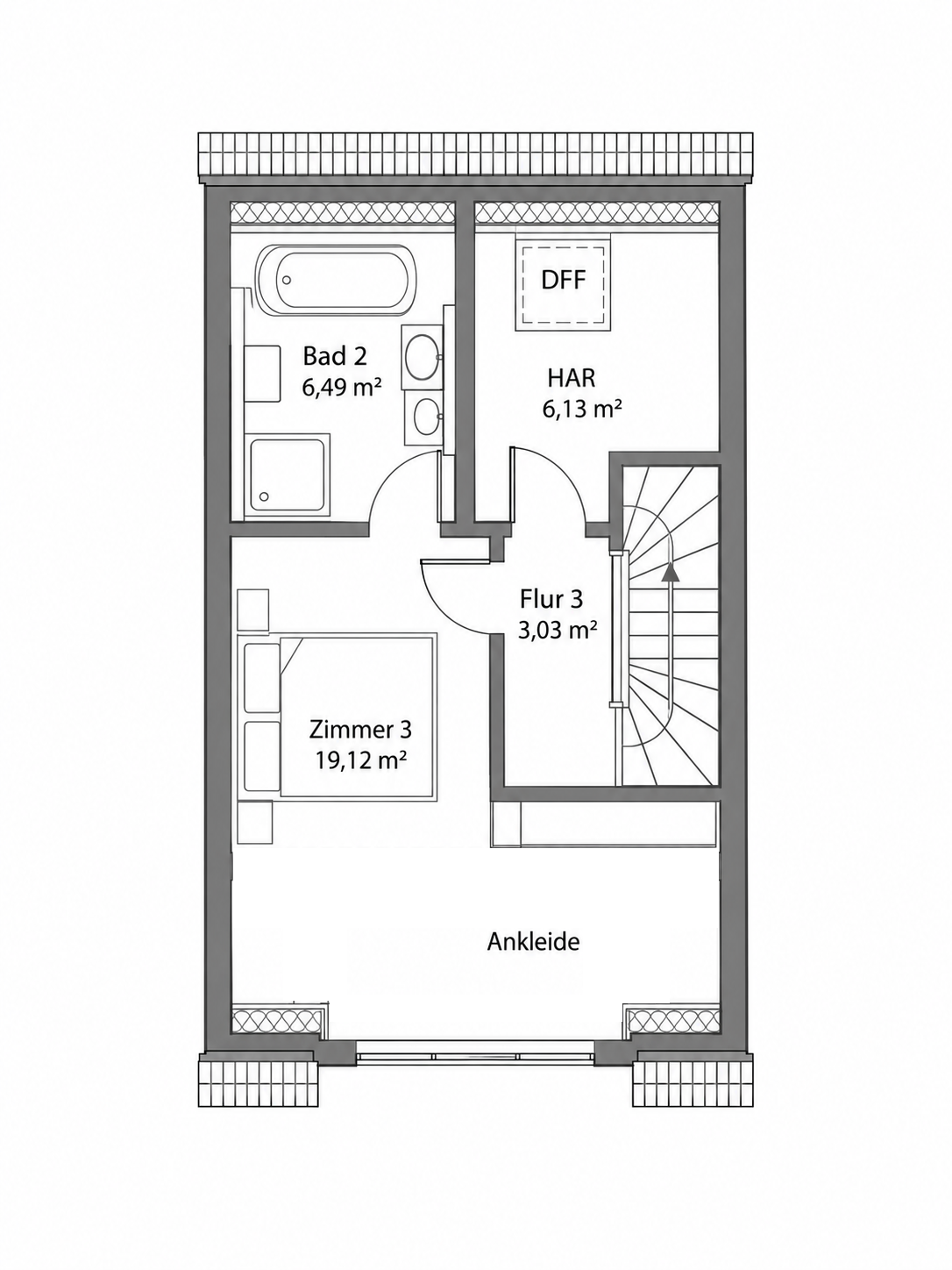 Grundriss für Haus 2, Dachgeschoss