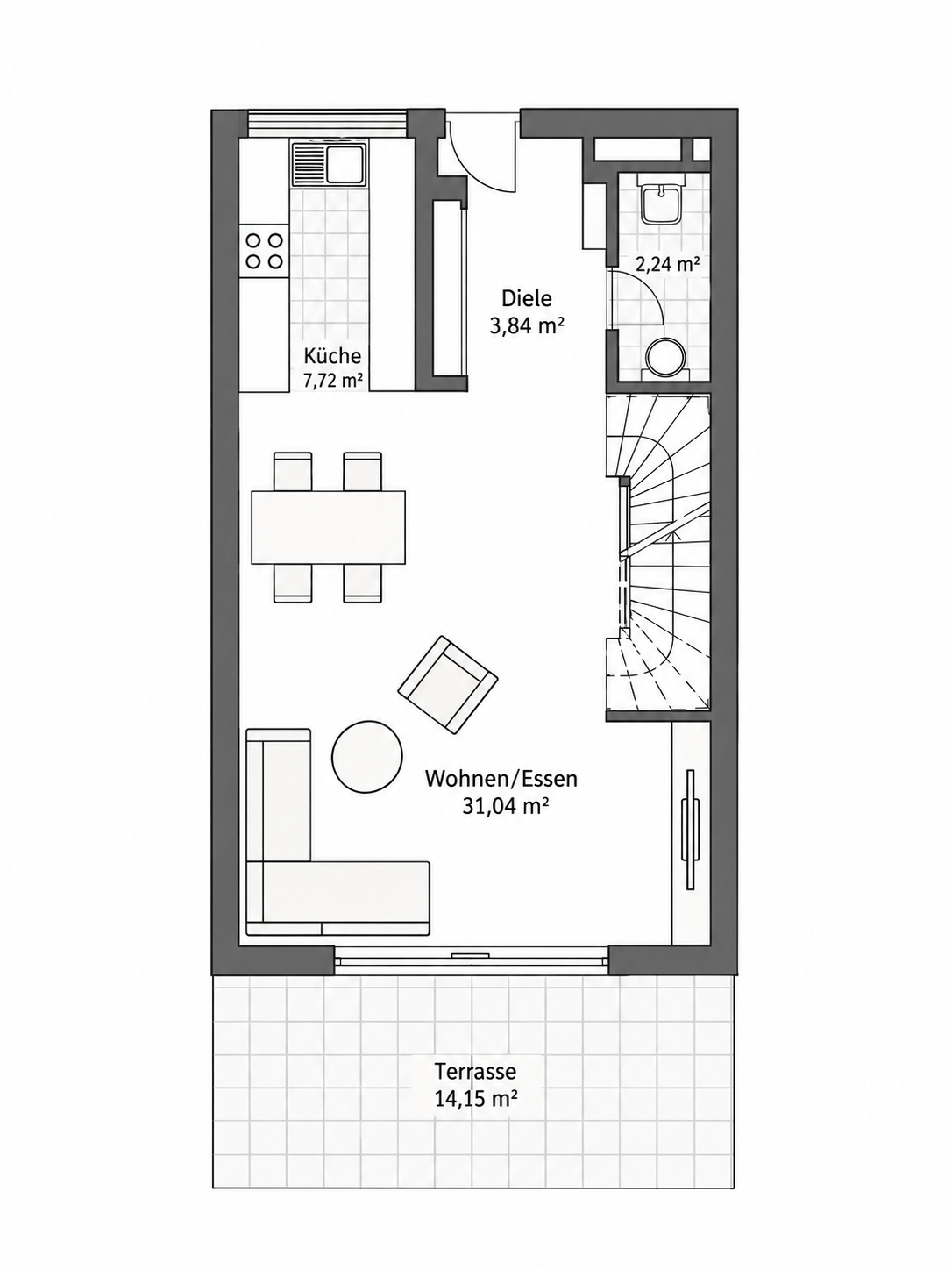 Grundriss für Haus 2, Erdgeschoss